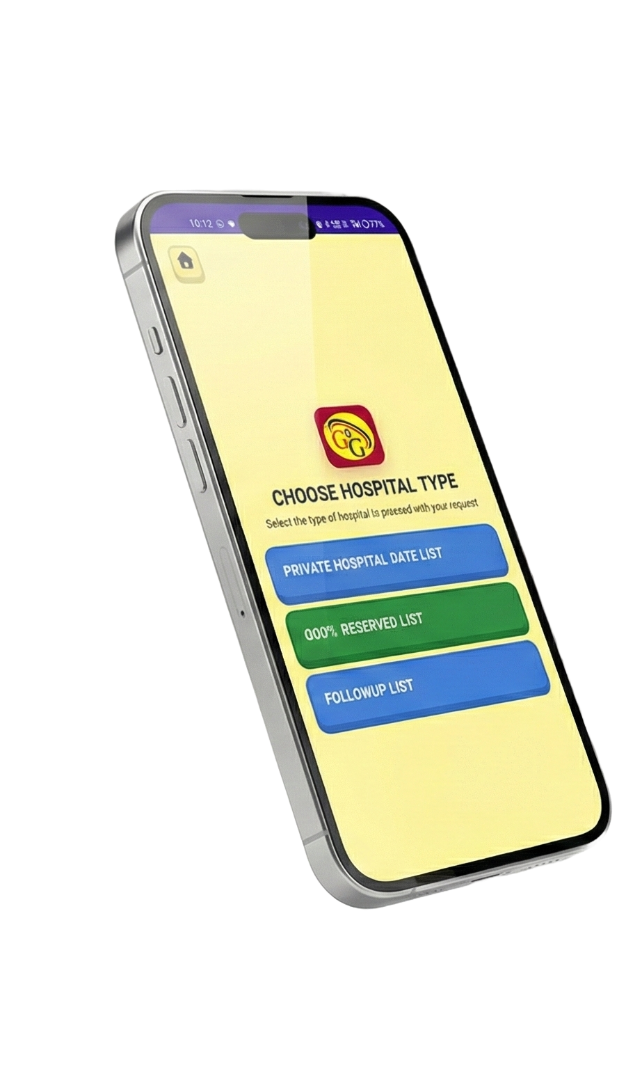 Choose Hospital Type Screen